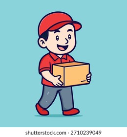 delivery man cartoon illustration vector