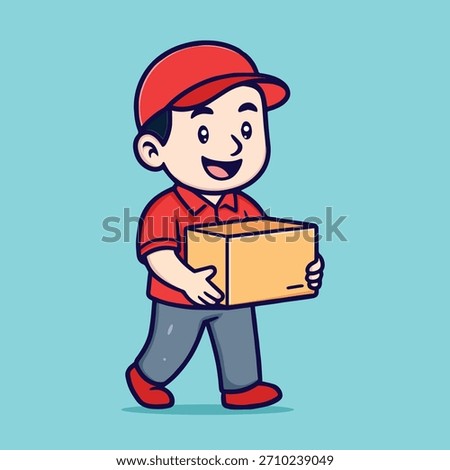 delivery man cartoon illustration vector