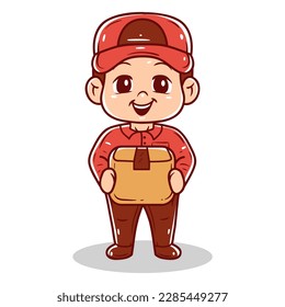 Delivery man character hand-drawn vectorillustration