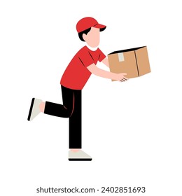 Delivery Man Character Holding Package