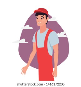 delivery man character icon vector ilustrate