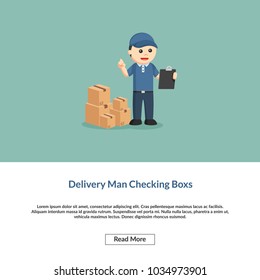 Delivery Man Checking Boxs Information