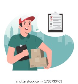 Lista de verificación de concepto de transportista para banner, afiche, sitio web, etc.