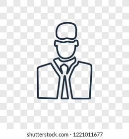 Delivery man concept vector linear icon isolated on transparent background, Delivery man concept transparency concept in outline style