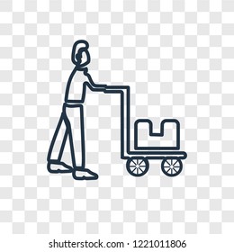 Delivery man concept vector linear icon isolated on transparent background, Delivery man concept transparency concept in outline style