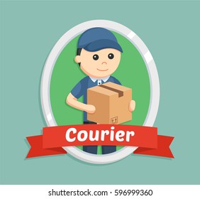 delivery man in courier emblem