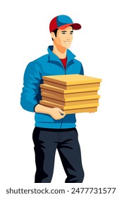 delivery man courier flat stock vector illustration