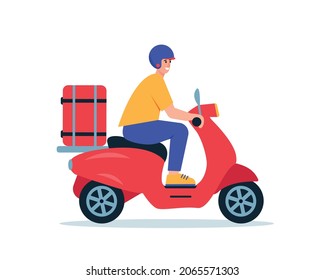 Delivery Man Courier On Scooter Smiling Stock Vector (Royalty Free ...