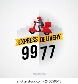 Delivery man courier service with call number icon
