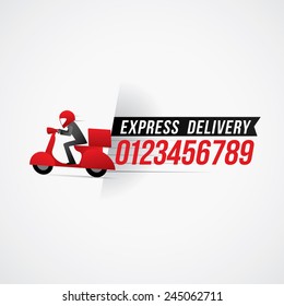 Delivery man courier service with call number icon