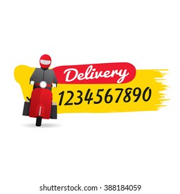 Delivery man courier service with call number icon. Vector illustration