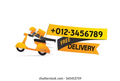 Delivery man courier service with call number icon