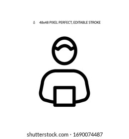 Delivery man, courier, delivery service simple line icon vector illustration.Editable stroke. 48x48 Pixel Perfect.