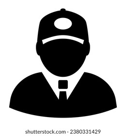 Delivery man or courier vector icon isolated on white background. Delivery company character avatar with uniform and baseball cap, vector flat illustration