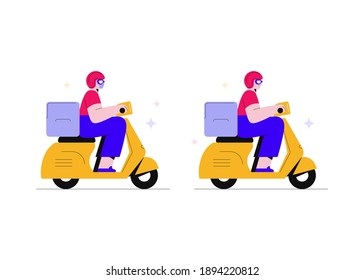 Delivery Man Deliver Food Using Scooter