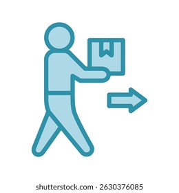 Delivery Man dual tone blue color, mini illustration icon. use for modern concept, print, UI, UX kit, web and app development. Vector related to sales, logistic and ecommerce