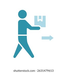 Delivery Man dual tone blue color, mini illustration icon. use for modern concept, print, UI, UX kit, web and app development. Vector related to sales, logistic and ecommerce