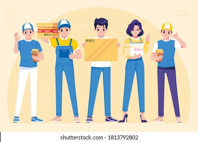 Delivery man employee character design collection