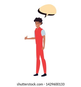 delivery man employee talk bubble