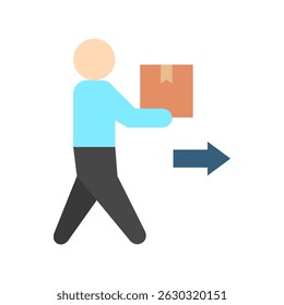 Delivery Man flat color, mini illustration icon. use for modern concept, print, UI, UX kit, web and app development. Vector related to sales, logistic and ecommerce