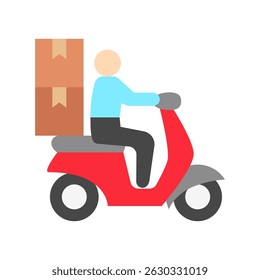 Delivery Man flat color, mini illustration icon. use for modern concept, print, UI, UX kit, web and app development. Vector related to sales, logistic and ecommerce
