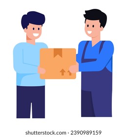 Delivery man a flat trendy style icon, editable vector 