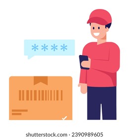 Delivery man a flat trendy style icon, editable vector 