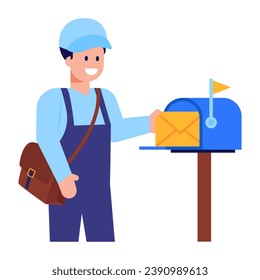 Delivery man a flat trendy style icon, editable vector 