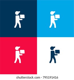 Delivery Man four color material and minimal icon logo set in red and blue
