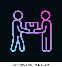 Delivery Man spendet Box an den Kunden. Symbol-Illustration