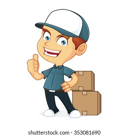 Delivery man giving thumb up