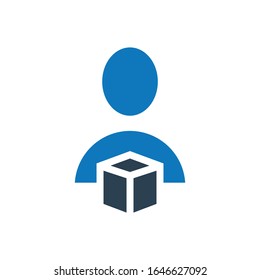 delivery man glyph vector icon - ui icon vector