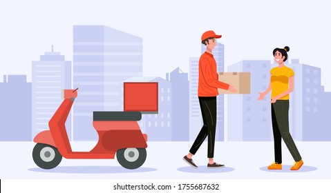 Entrega al cliente del paquete de paquetes de asistencia para el usuario. Vector