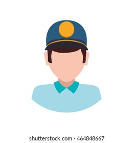 delivery man hat shipping logistic security icon. Isolated and flat illustration. Vector graphic