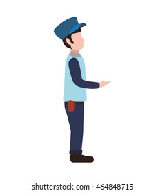 delivery man hat shipping logistic security icon. Isolated and flat illustration. Vector graphic