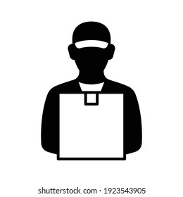 Delivery man holding box icon, Business delivery express service symbol, Design for apps and websites, Vector illustration