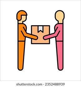Delivery man holding box icon, Business delivery express service symbol, vector illustration on white background