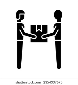 Icono de la caja de retención del hombre de entrega, símbolo de servicio expreso de entrega comercial, ilustración vectorial en fondo blanco