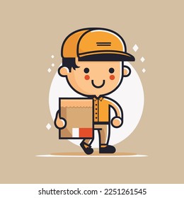paquete de caja de retención de repartidor con ilustración vectorial de color uniforme y tapa plana