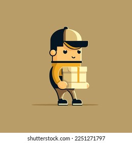 paquete de caja de retención de repartidor con ilustración vectorial de color uniforme y tapa plana