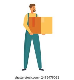 Delivery man holding cardboard box, shipping and logistics concept