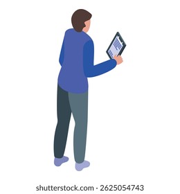 Hombre de la entrega que sostiene el Portapapeles y que utiliza el App móvil para comprobar la orden en línea