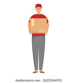 Delivery man holding parcel smiling and delivering package