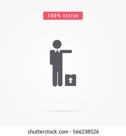 Delivery man icon with box