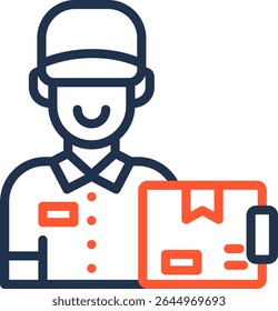 Delivery Man Icon Color Line Vector Illustration