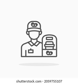 Delivery Man icon. Editable Stroke and pixel perfect. Outline style. Vector illustration. Enjoy this icon for your project.