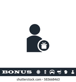 Delivery man icon flat. Black pictogram on white background. Vector illustration symbol and bonus button