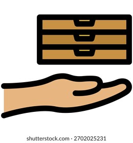 Icono del hombre de entrega en estilo de contorno plano