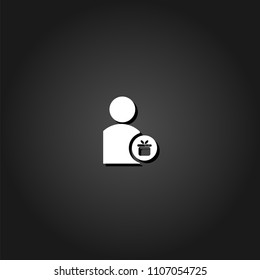 Delivery man icon flat. Simple White pictogram on black background with shadow. Vector illustration symbol