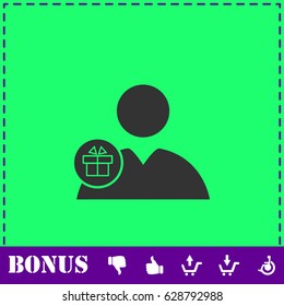 Delivery man icon flat. Simple vector symbol and bonus icon